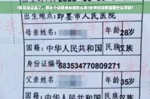 ?我毕业证丢了，想补个证明谁知道怎么弄?补学历证明需要什么手续?