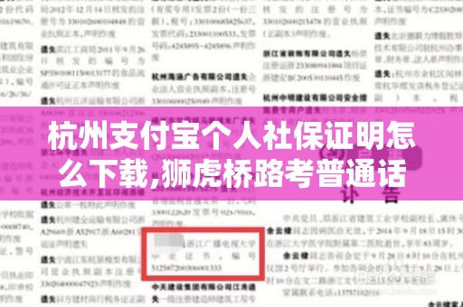 杭州支付宝个人社保证明怎么下载,狮虎桥路考普通话证为什么要工作证明