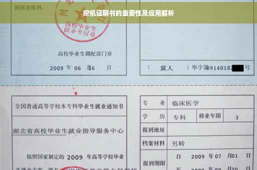挖机证明书的重要性及应用解析