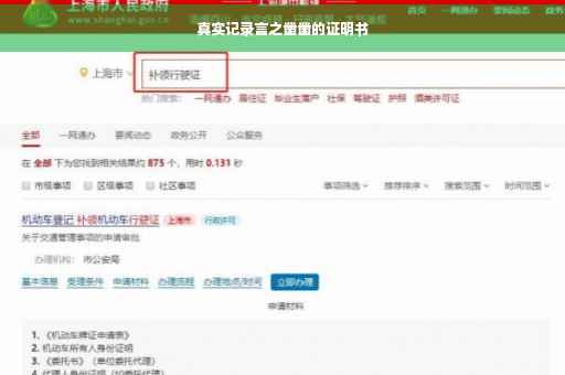 真实记录言之凿凿的证明书