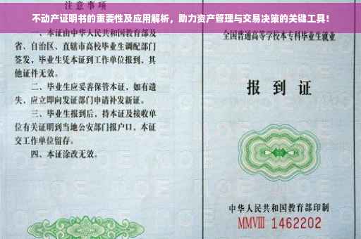 不动产证明书的重要性及应用解析，助力资产管理与交易决策的关键工具！