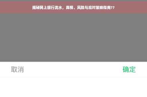 揭秘网上银行流水，真相、风险与应对策略指南??