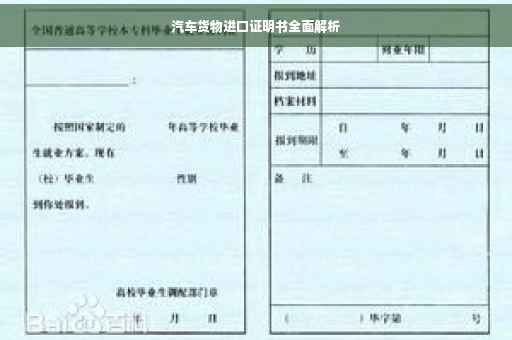 汽车货物进口证明书全面解析