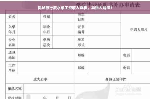 揭秘银行流水单工资收入真相，真相大解密！