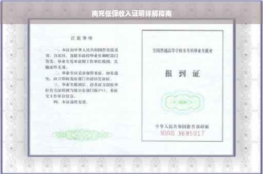 南充低保收入证明详解指南