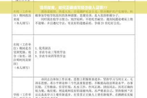 详尽指南，如何正确填写经济收入证明??