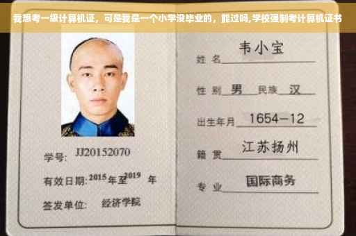 我想考一级计算机证，可是我是一个小学没毕业的，能过吗,学校强制考计算机证书