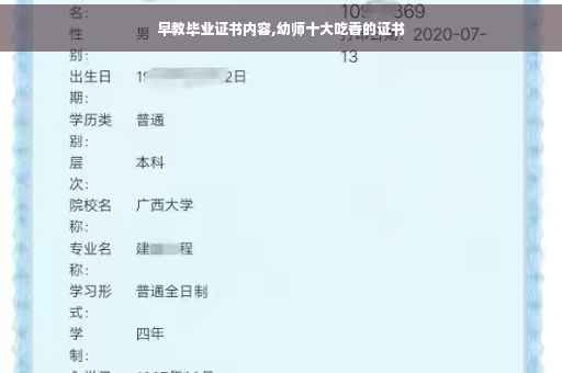 早教毕业证书内容,幼师十大吃香的证书