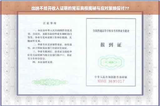 出纳不给开收入证明的背后真相揭秘与应对策略探讨??