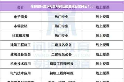 揭秘银行流水柜员号背后的金融日常风云 ?⚡️