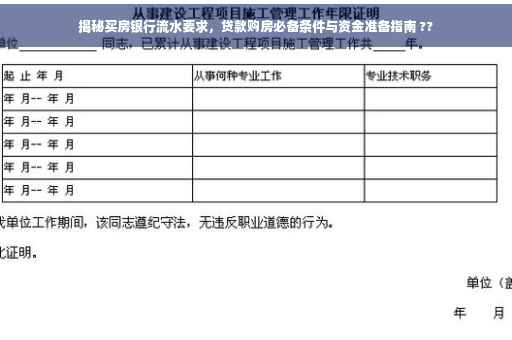 揭秘买房银行流水要求，贷款购房必备条件与资金准备指南 ??