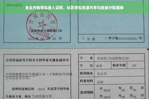 业主共有停车收入证明，社区停车资源共享与收益分配揭秘