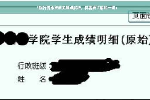 「银行流水贷款关键点解析，你需要了解的一切」