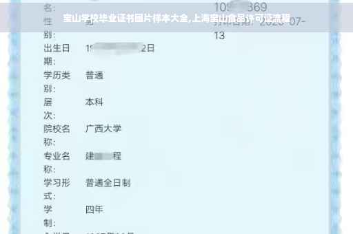 宝山学校毕业证书图片样本大全,上海宝山食品许可证流程 宝山学校毕业证书图片样本大全,上海宝山食品许可证流程