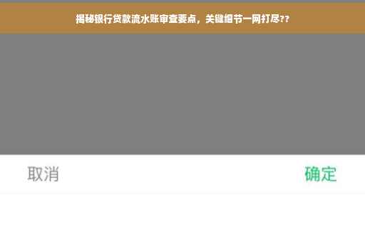 揭秘银行贷款流水账审查要点，关键细节一网打尽??
