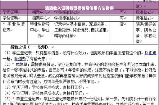 滴滴收入证明截图模板及使用方法指南