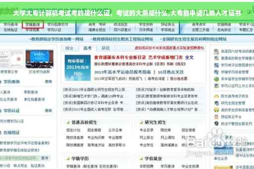 大学大专计算机考试考的是什么证，考试的大纲是什么,大专能申请几类人才证书