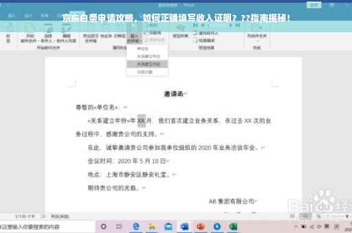 京东白条申请攻略，如何正确填写收入证明？??指南揭秘！