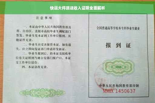 快运大件派送收入证明全面解析