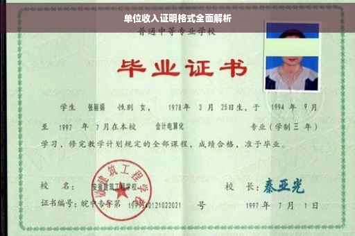 单位收入证明格式全面解析