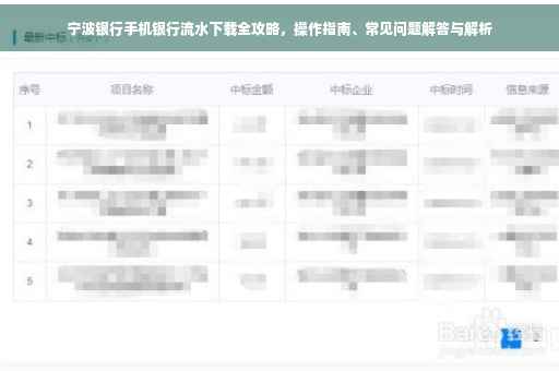 宁波银行手机银行流水下载全攻略，操作指南、常见问题解答与解析