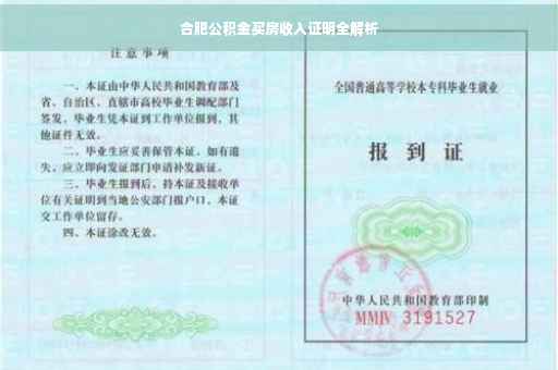 合肥公积金买房收入证明全解析