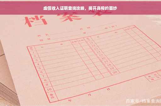 虚假收入证明查询攻略，揭开真相的面纱