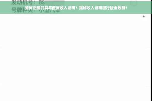 如何正确开具与使用收入证明？揭秘收入证明银行版全攻略！