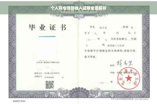 个人购车贷款收入证明全面解析