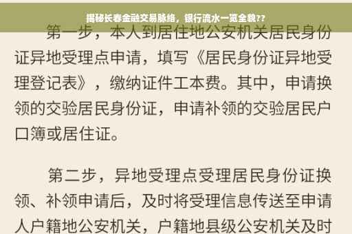 揭秘长春金融交易脉络，银行流水一览全貌??