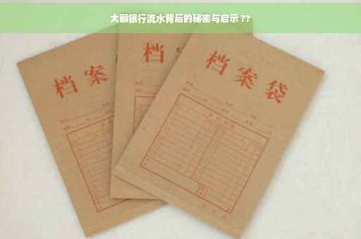 大额银行流水背后的秘密与启示 ??