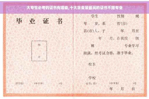 大专生必考的证书有哪些,十大含金量最高的证书不限专业