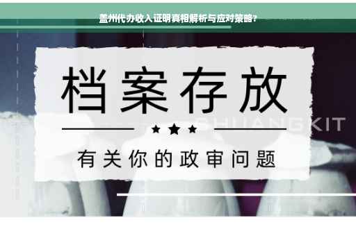 盖州代办收入证明真相解析与应对策略?