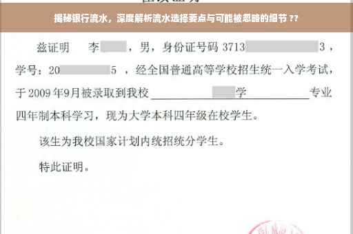 揭秘银行流水，深度解析流水选择要点与可能被忽略的细节 ??