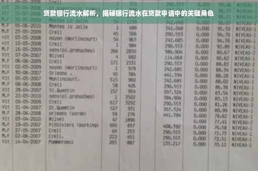 贷款银行流水解析，揭秘银行流水在贷款申请中的关键角色