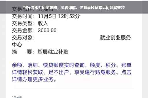 银行流水打印全攻略，步骤详解、注意事项及常见问题解答??