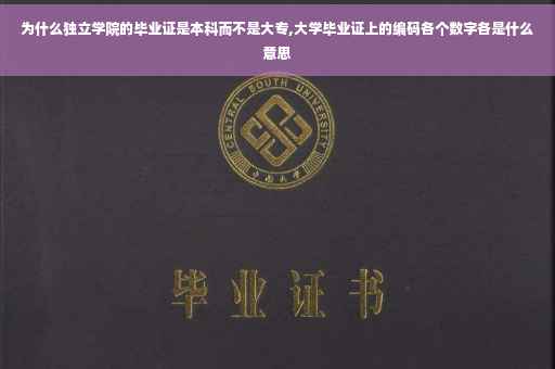为什么独立学院的毕业证是本科而不是大专,大学毕业证上的编码各个数字各是什么意思