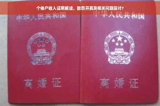 个体户收入证明解读，能否开具及相关问题探讨?