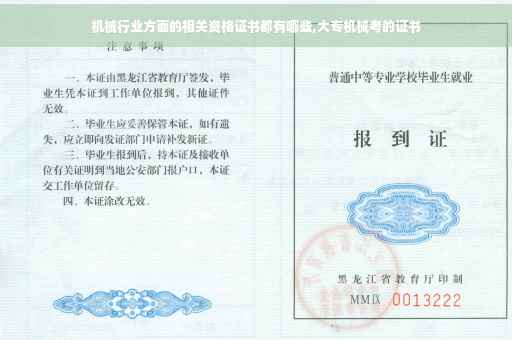 机械行业方面的相关资格证书都有哪些,大专机械考的证书