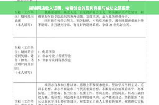 揭秘网店收入证明，电商创业的盈利真相与成功之路探索