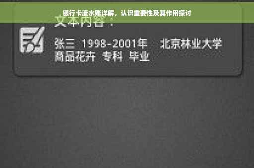 银行卡流水账详解，认识重要性及其作用探讨