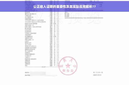 公正收入证明的重要性及其实际应用解析??