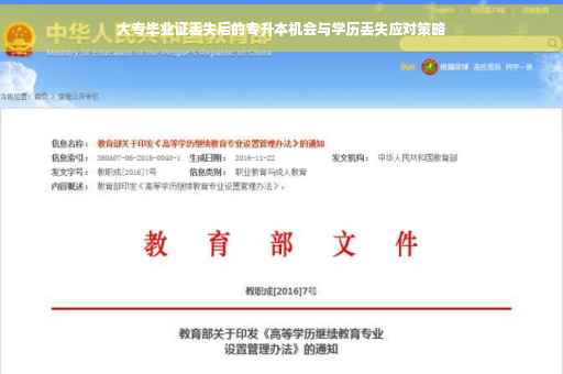 大专毕业证丢失后的专升本机会与学历丢失应对策略