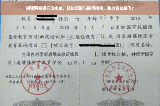 揭秘网商银行流水单，轻松获取与使用指南，助力商业腾飞?