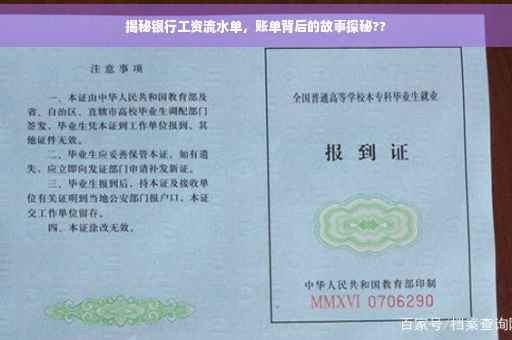 揭秘银行工资流水单，账单背后的故事探秘??
