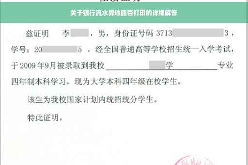 关于银行流水异地能否打印的详细解答