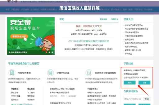同济医院收入证明详解