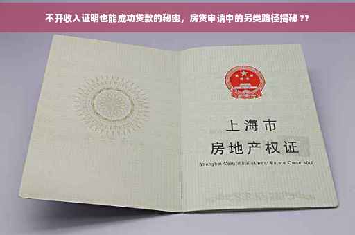 不开收入证明也能成功贷款的秘密，房贷申请中的另类路径揭秘 ??