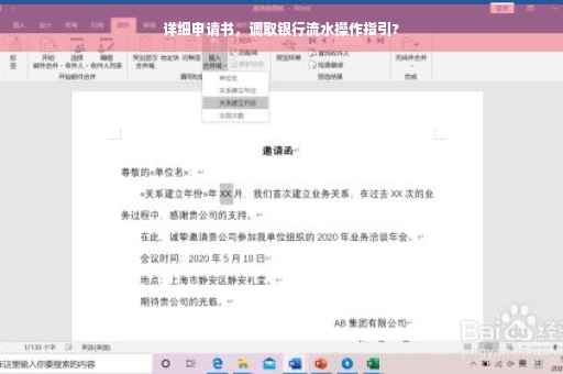 详细申请书，调取银行流水操作指引?