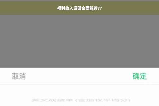 福利收入证明全面解读??